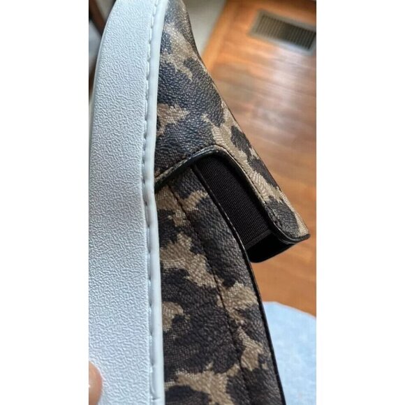 Michael Kors Women Brown Canvas Animal Print Slip On Loafers With MK logo Sz 8 - Picture 7 of 8